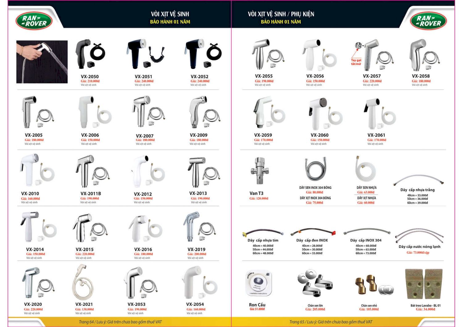 Thiết bị vệ sinh RANROVER Catalogue và Bảng giá mới nhất /Page 33